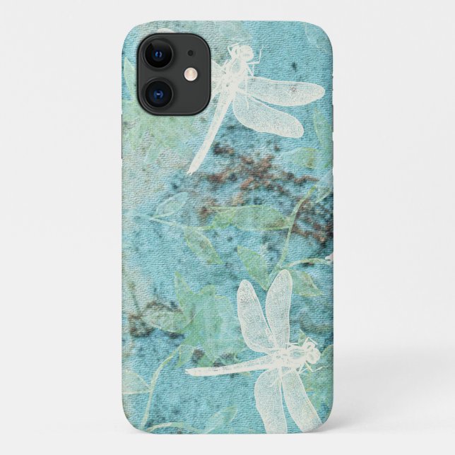 Pretty Dragonflies Teal Art Case-Mate iPhone Case (Back)