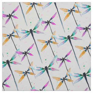 Pretty dragonflies watercolor illustration fabric