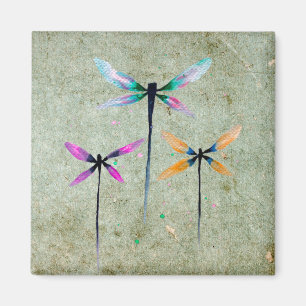 Pretty dragonflies watercolor rustic magnet