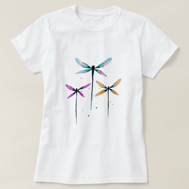 Pretty dragonflies watercolor rustic T-Shirt (Design Front)