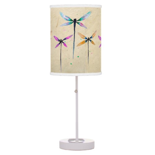 Pretty dragonflies watercolor rustic table lamp