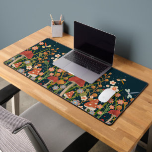 Pretty Dragonfly Mushroom Widflowers Desk Mat