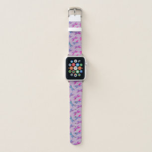 Pretty Dragonfly Purple Blue Two Tone Pattern Apple Watch Band