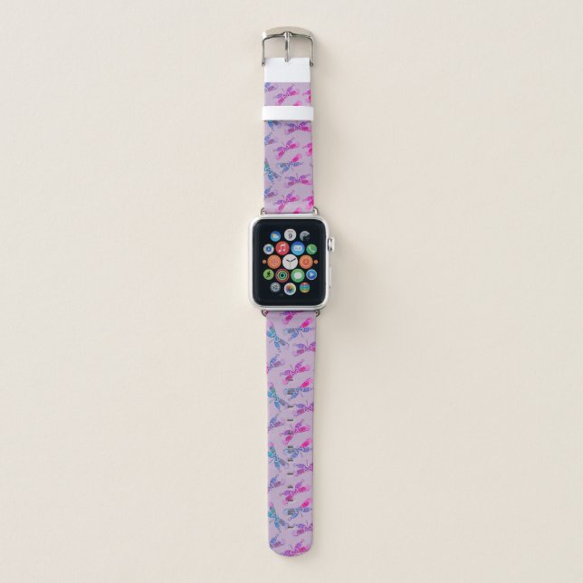 Pretty Dragonfly Purple Blue Two Tone Pattern Apple Watch Band (Front)