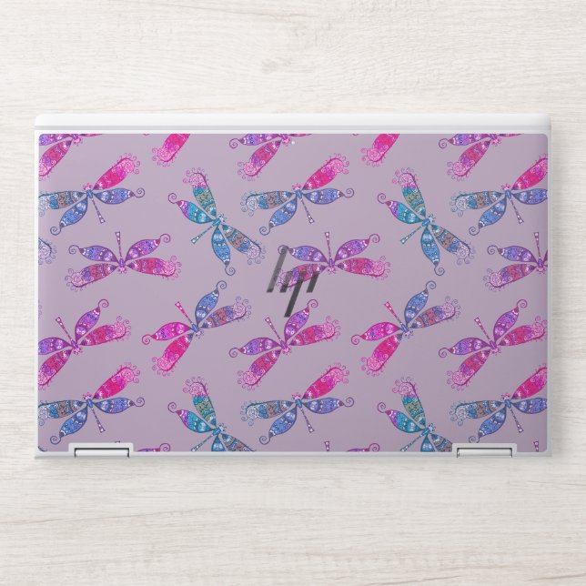 Pretty Dragonfly Purple Blue Two Tone Pattern  HP Laptop Skin (Front)