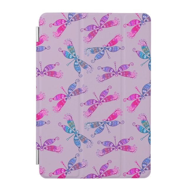 Pretty Dragonfly Purple Blue Two Tone Pattern iPad Mini Cover (Front)