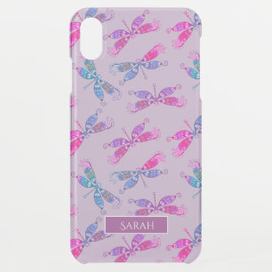 Pretty Dragonfly Purple Blue Two Tone Pattern iPhone XS Max Case