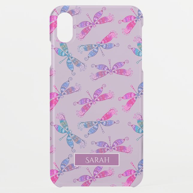 Pretty Dragonfly Purple Blue Two Tone Pattern Uncommon iPhone Case (Back)