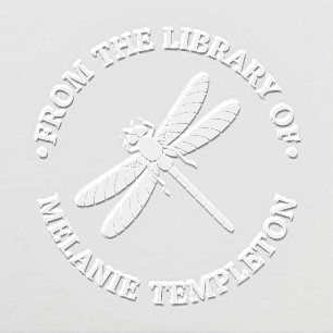 Pretty Dragonfly Silhouette #2 Library Book Name Embosser