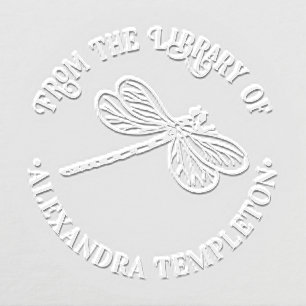 Pretty Dragonfly Silhouette #3 Library Book Name Embosser