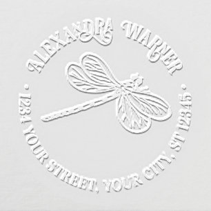 Pretty Dragonfly Silhouette #3 Name Return Address Embosser