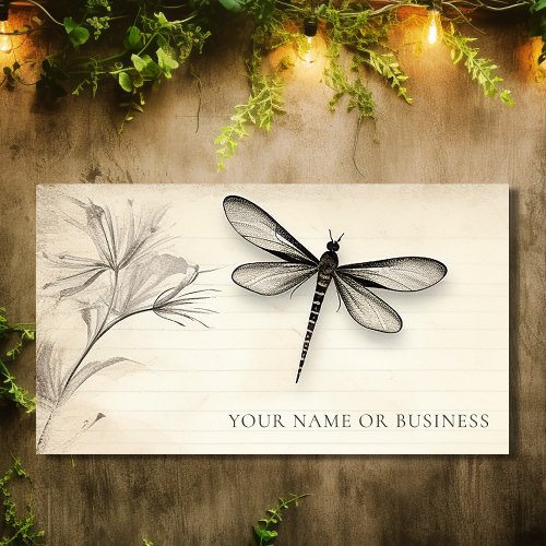 Pretty Dragonfly Sketch Vintage Journal  Business Card
