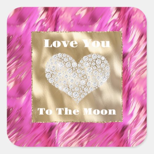 Pretty Dream Pink Love Gold Glitter Sparkle Square Sticker