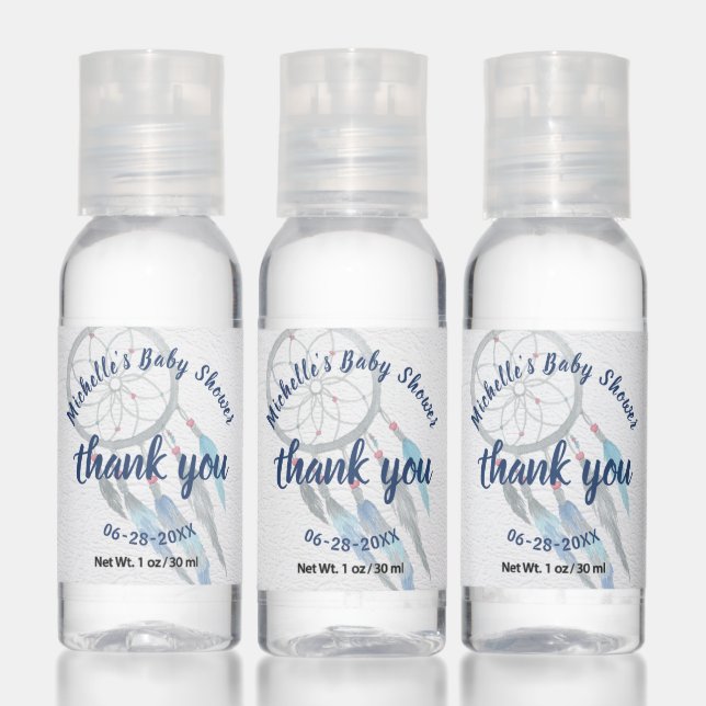Pretty Dreamcatcher Boho Baby Shower Thank You Cla Hand Sanitizer (Set)