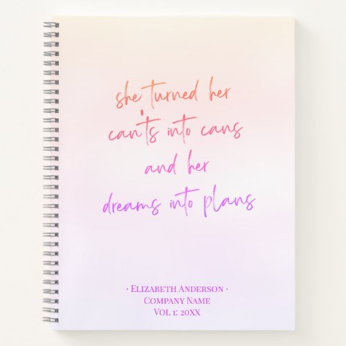 Pretty Dreams into Plans Girl Boss Notebook