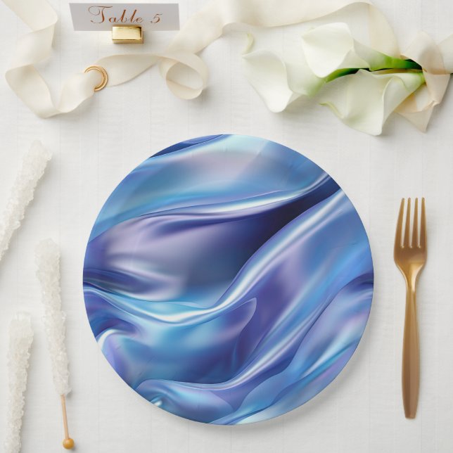 Pretty Dreamy Blue Purple Bridal Shower Paper Plates (Wedding)