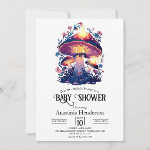 Pretty Dreamy Mushroom Baby Shower Invitation