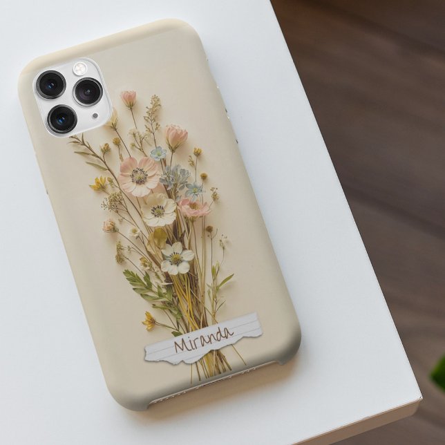 Pretty Dried Pressed Wildflowers Custom Name  Iphone Case (Creator Uploaded)