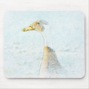 Pretty Duck Art in Blue Mouse Pad