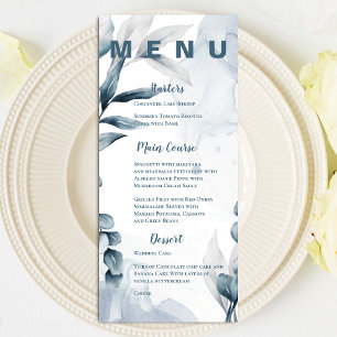 Pretty Dusty Blue Eucalyptus Leaves Wedding Party Menu