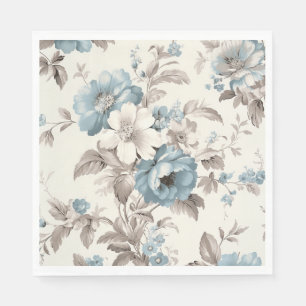 Pretty Dusty Blue/Light Brown Floral Napkins