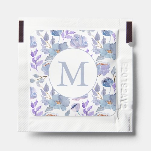 Pretty Dusty Blue Lilac Watercolor Floral Monogram Hand Sanitizer Packet