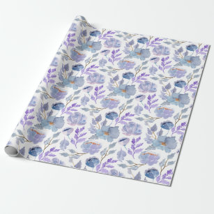 Dusty Blue Floral Wrapping Paper – Clap Clap