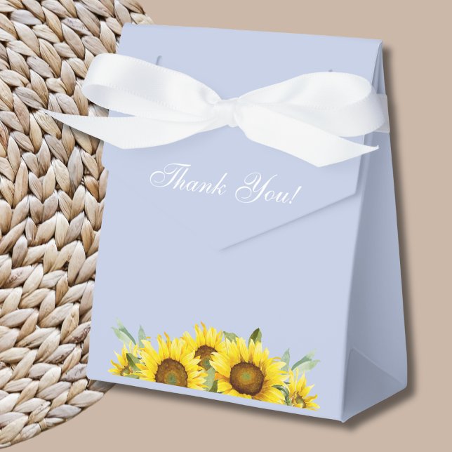 Pretty Dusty Blue Sunflower Baby Shower Favor Boxes (Creator Uploaded)