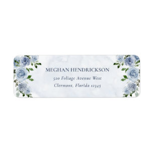 Pretty Dusty Blue Watercolor Flowers Label