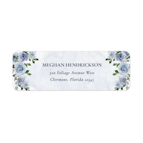 Pretty Dusty Blue Watercolor Flowers Label