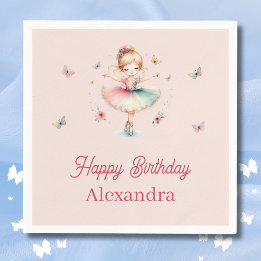 Pretty Dusty Pink Ballerina Kids Birthday Party Napkins
