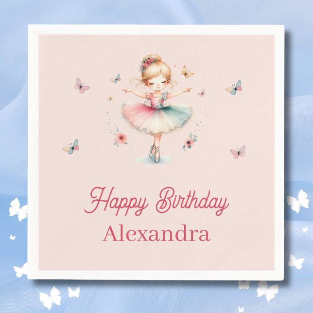 Pretty Dusty Pink Ballerina Kids Birthday Party Napkins (Creator Uploaded)