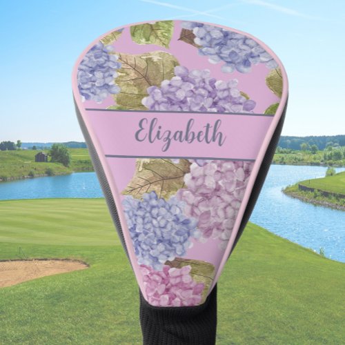 Pretty Dusty Pink Flowers Custom Name Ladies Golf Head Cover