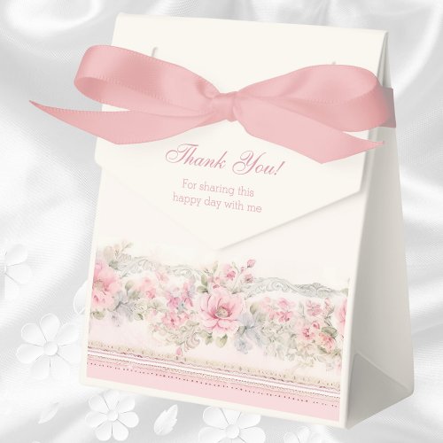 Pretty Dusty Pink Shabby Chic Floral Baby Shower Favor Boxes