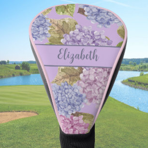 Pretty Dusty Purple Flowers Custom Name Ladies Golf Head Cover