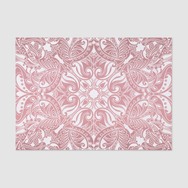 Pretty Dusty Rose and White Paisley Tissue Paper (Front)