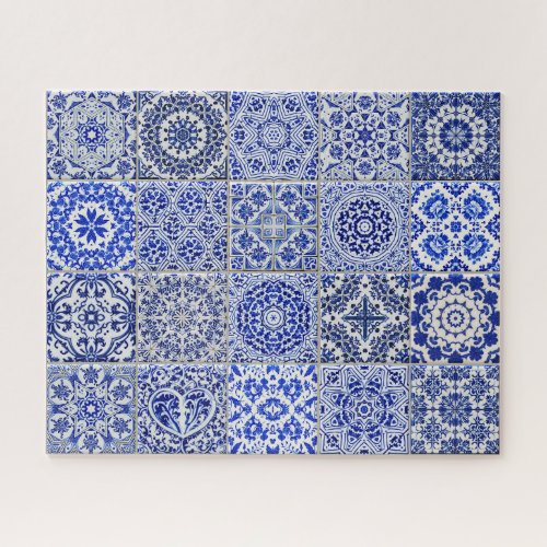 Pretty Dutch Tiles _ Raised Look Blue and White Ji Jigsaw Puzzle