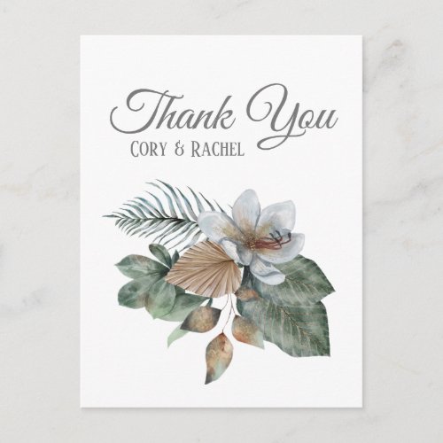 Pretty Earth Tone Boho Bouquet Thank You   Postcard