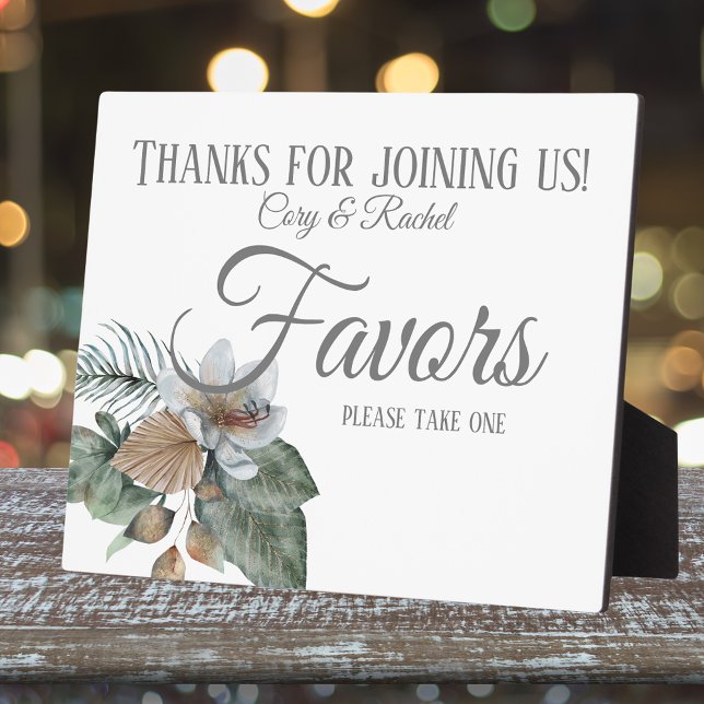 Pretty Earth Tone Boho Bouquet Wedding Favors Plaque (Matching wedding favors and day-of signs are part of this collection)