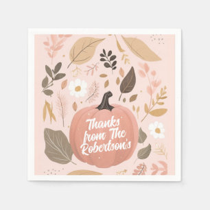 Pretty Earthy Pumpkin Foliage Thanksgiving Party  Napkins