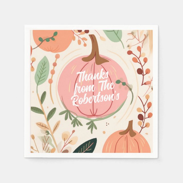 Pretty Earthy Pumpkin Foliage Thanksgiving Party  Napkins (Front)