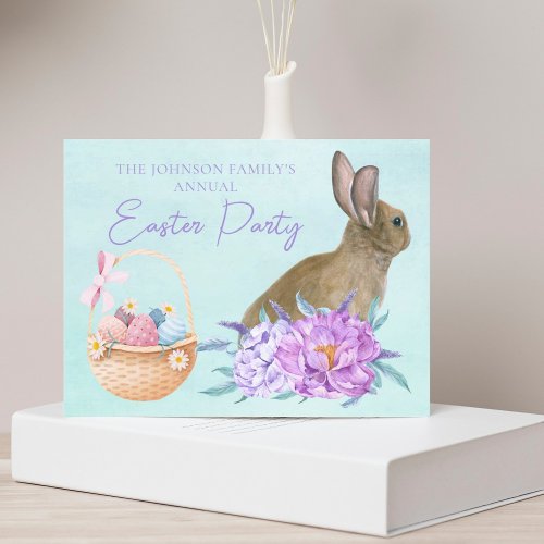 Pretty Easter Bunny Pastel Floral Party Invitation Postcard