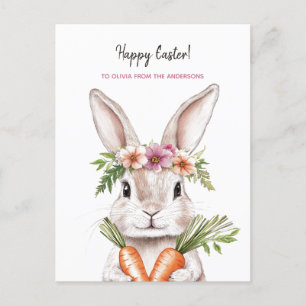 Pretty Easter bunny with carrots  Postcard