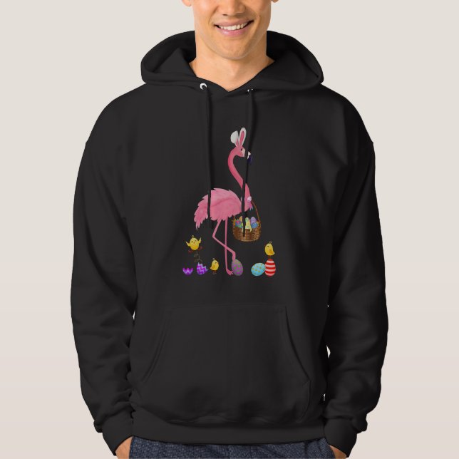 Pretty Easter Flamingo With Easter Basket 1 Hoodie (Front)