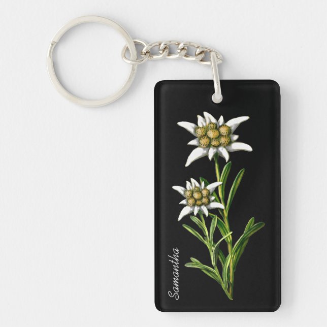 Pretty Edelweiss Flower Custom Key Chain (Front)