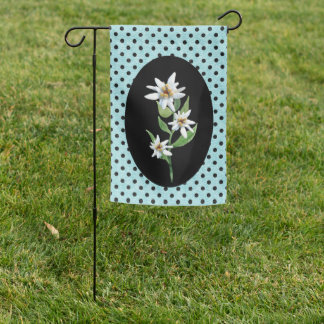 Pretty Edelweiss Flowers on Polka Dots Garden Flag