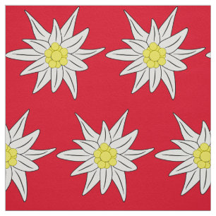 Pretty edelweiss red and white floral pattern fabric