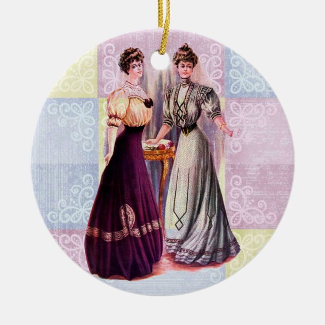 Pretty Edwardian Fashions Ceramic Ornament (Front)