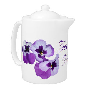 Pretty elegant beautiful purple pansy floral cute  teapot
