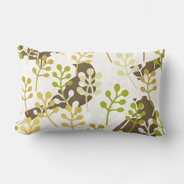 Pretty Elegant Birds in Leaf Treetops Pattern Lumbar Pillow (Front)